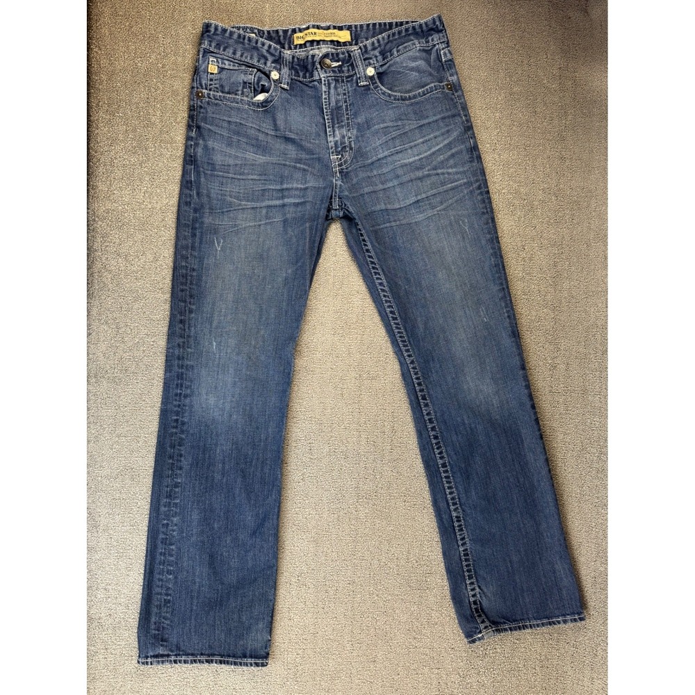 Big Star Pioneer Jeans Mens 36L Regular Bootcut‎ Medium Wash Whiskered Denim